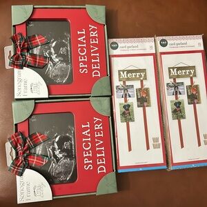 NWT Christmas sonogram frame and card garland bundle